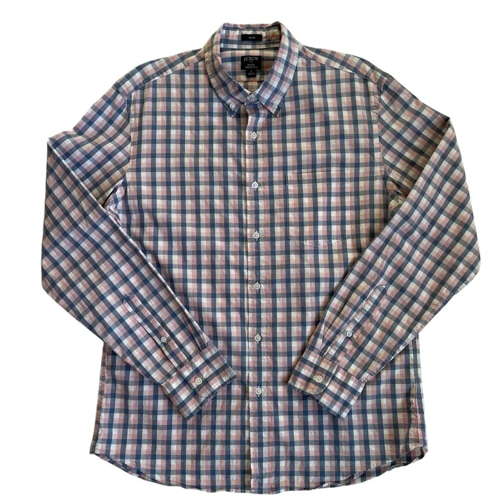 J. Crew Flex Washed Slim Fit Button Down Long Sleeve Shirt Size Large